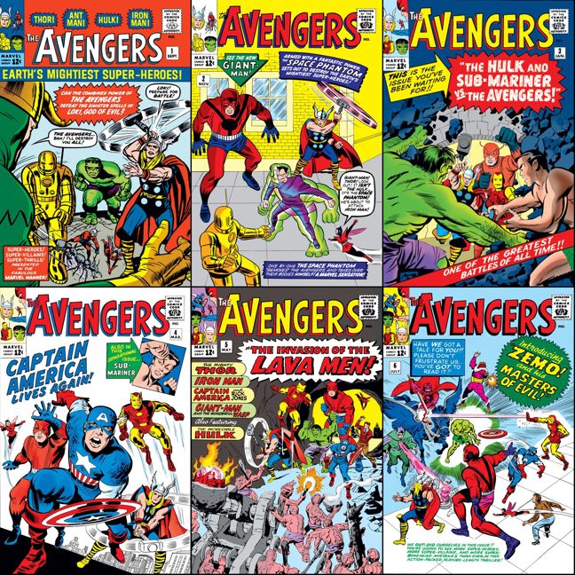 Avengers #1-6 cover dated September 1963-July 1964.