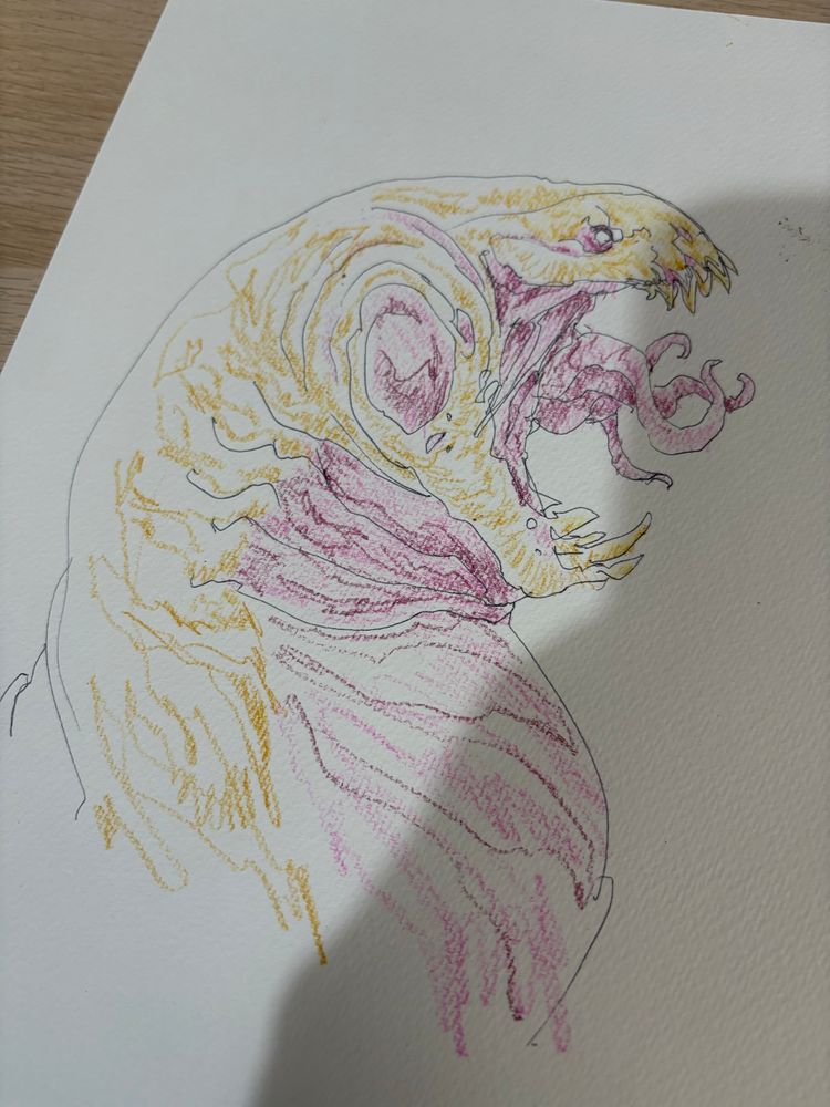 Laying in watercolour pencils