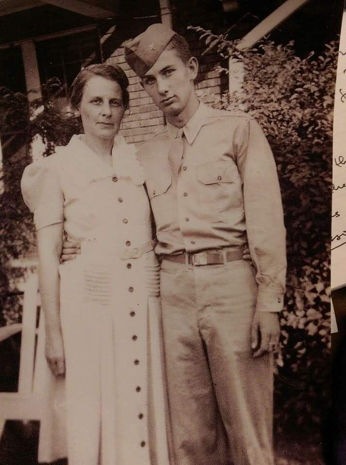 B/w photo of my paternal grandmother and my dad before he was sent to Europe during WWII. 