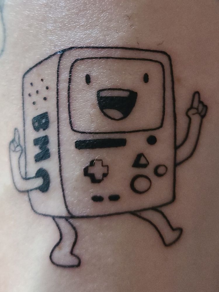 Happy, dancing, BMO tattoo from Adventure Time.