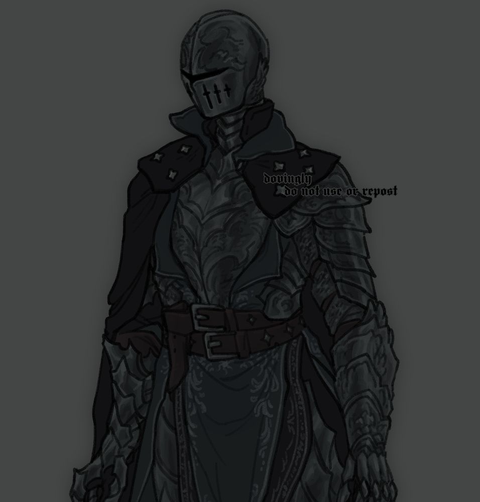 a waist-up image of a knight in green & black cloth