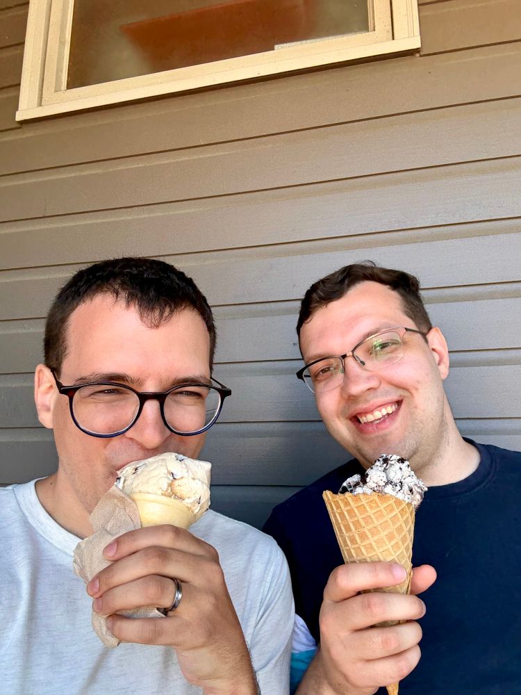 Alex and I happily enjoying our cones at Lopez Island Creamery.