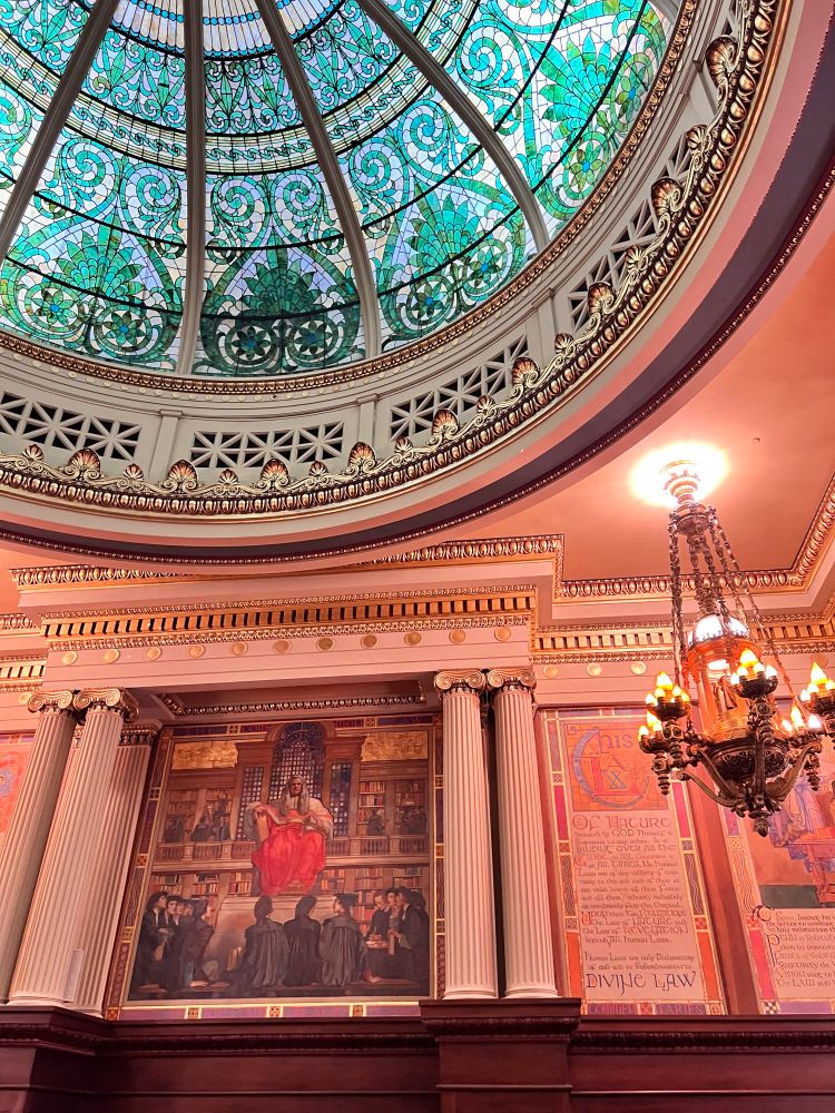 Glass mosaic dome and wall art piece in the PA Supreme Court room