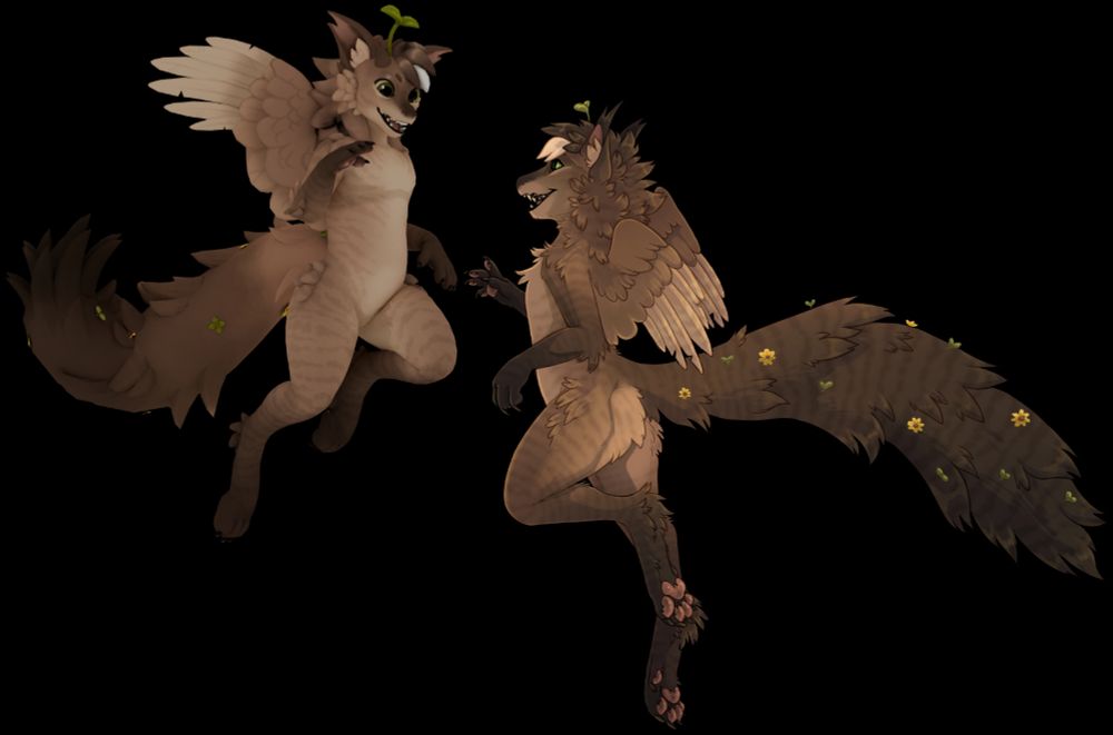 Two identical brown chlorokits float on a transparent background. The one on the left is a 3D render on a model while the one on the right is drawn digitally, and the two appear to be interacting. 