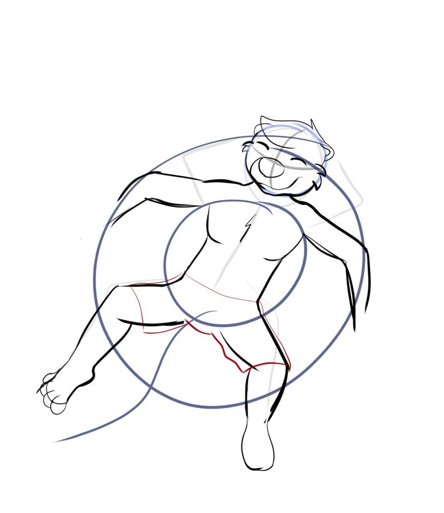 Sketch of shoopuff on a pool floaty hanging out.