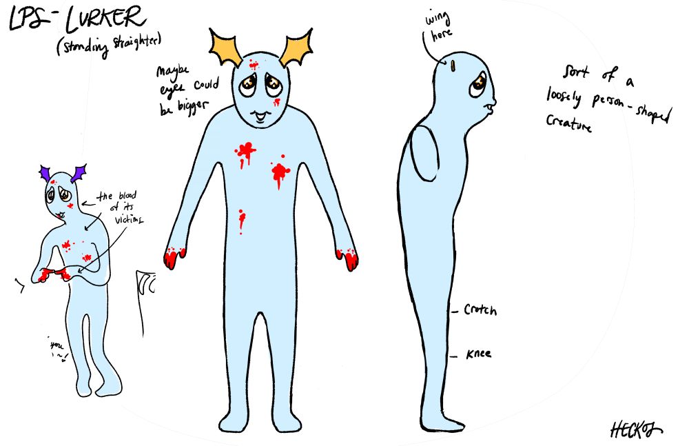 A turnaround of the blue creature.