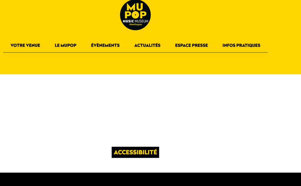 La page "accessibilité" vide du site du musée MUPOP à Montluçon