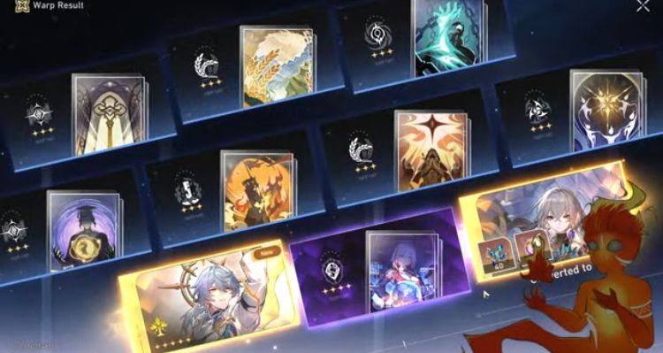 A screenshot of some of my pulls for Sunday. I got both him and Bronya in the same 10 pull. 