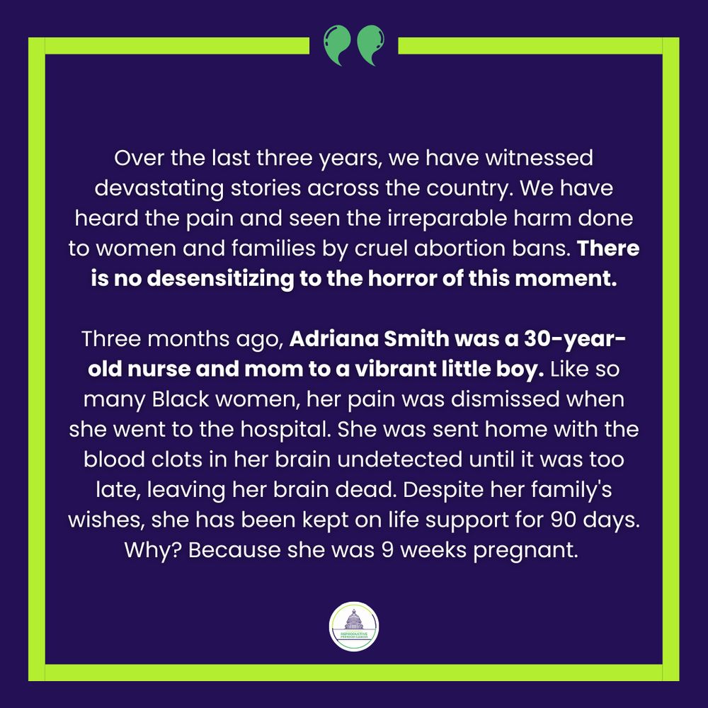RFC's statement on the tragic case of Adriana Smith, a 30-year-old Georgia mother who was declared brain dead in February and forcibly remains on life support due to the state’s abortion ban.