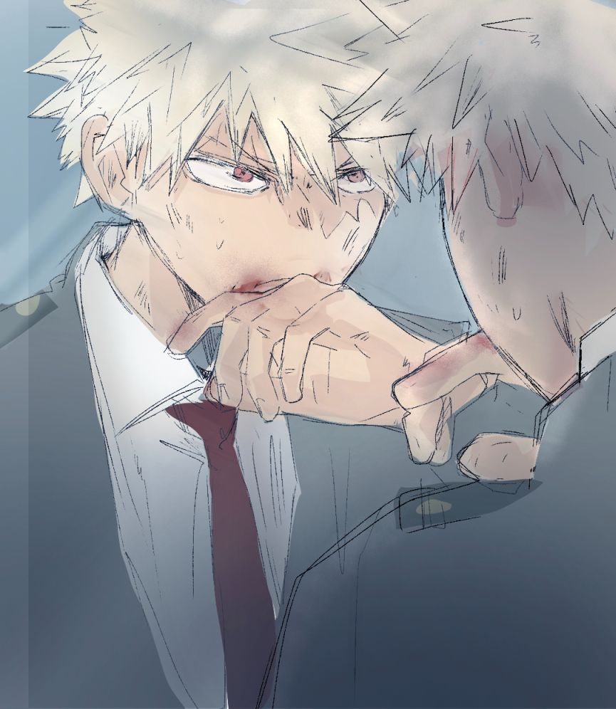 Bakugo gazes at his reflection in the mirror, slowly wiping the blood from his lip. His eyes are fierce and defiant; he won’t yield. The dim light casts shadows across the bathroom.


He traces the bruise forming on his cheek, a painful reminder of the fierce struggle he just endured. The clash of fists and shouts from his classmates still echo in his mind. Although he emerged victorious, the win feels hollow.
