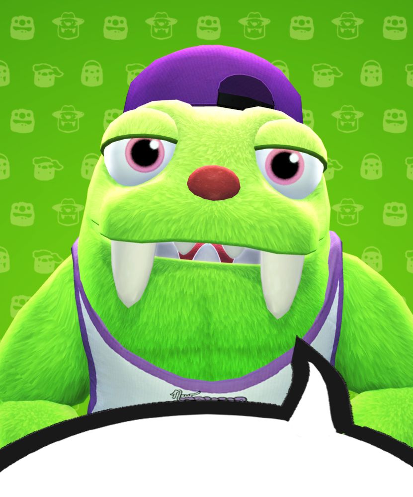 an image of Chandlo Funkbun from bugsnax looking at the viewer with a speech bubble pointing at him