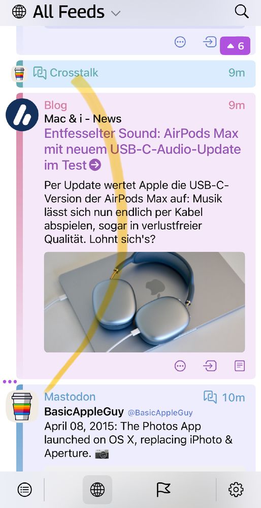Screenshot eines Social-Media-Feeds bei dem gezeigt wird, dass ein doppelter Beitrag ausgeblendet wird. 
