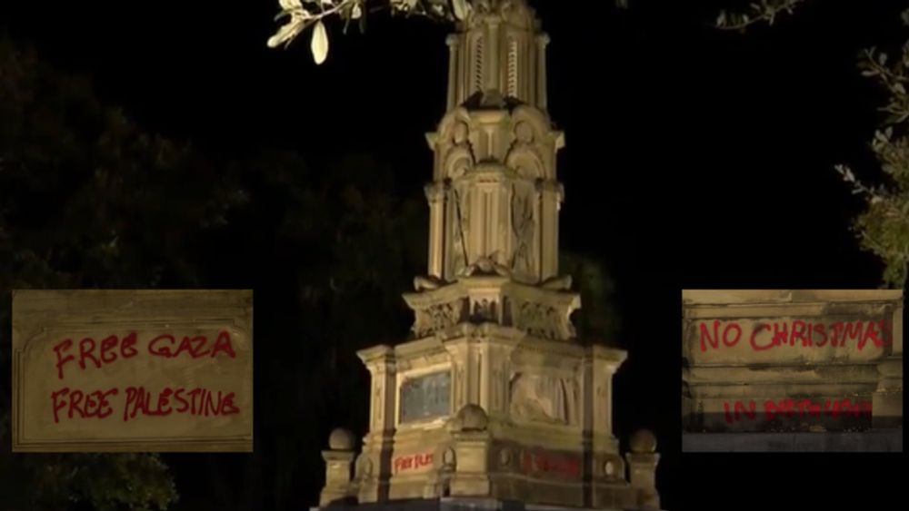 Georgia Confederate monument vandalized with pro-Palestinian messages