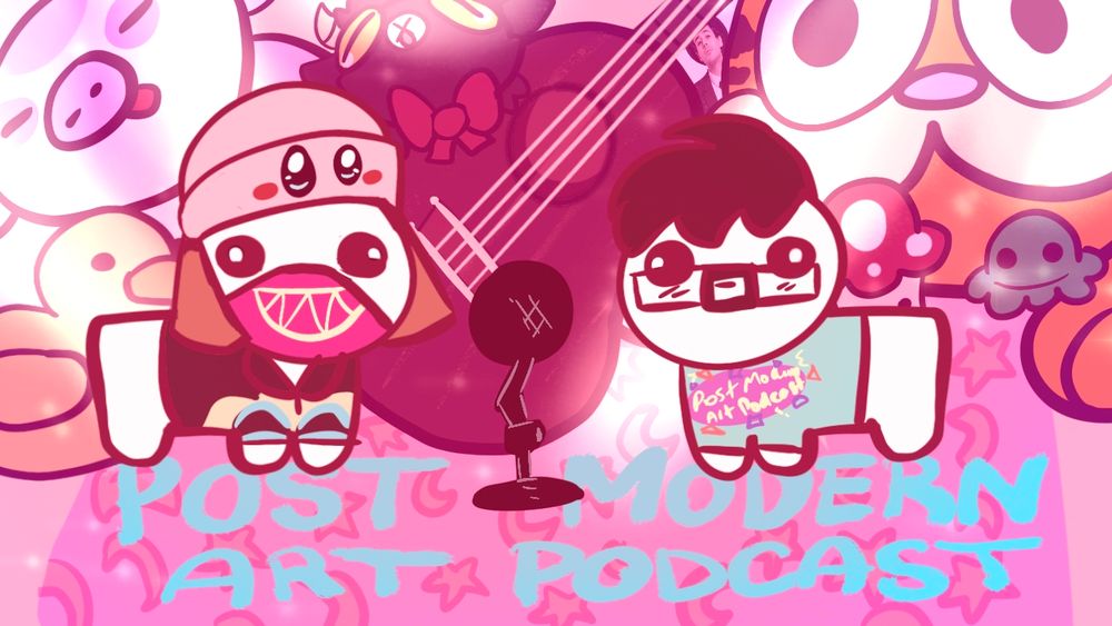 Two autism creatures around a mic, surrounded by plushies and a ukulele.