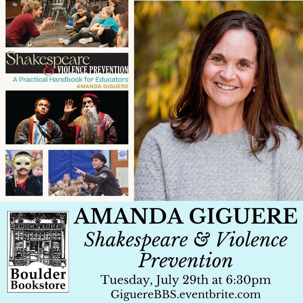A headshot of Amanda Giguere, accompanied by the cover image of her book and the Boulder Bookstore logo. along side the same event details provided in the post 