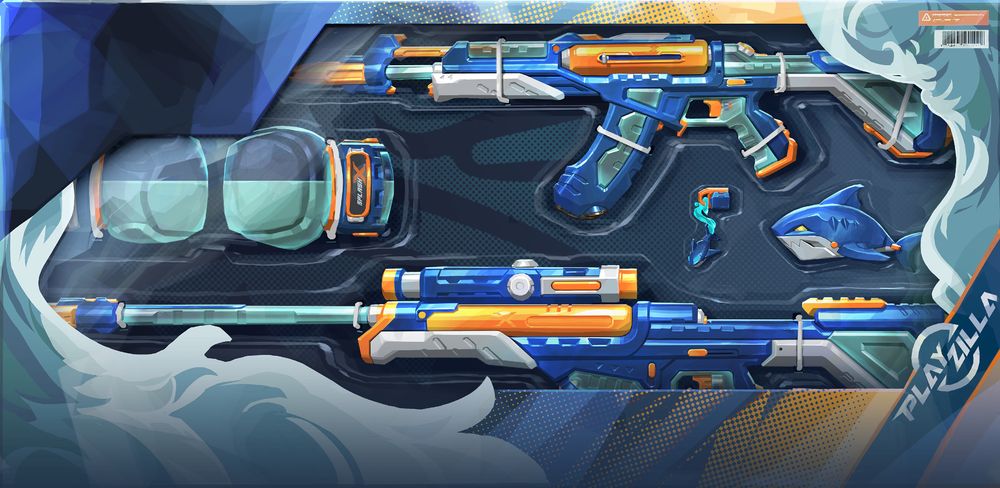 SplashX cosmetic items (Vandal, Operator, Gloves melee, SharkX flex, buddy)