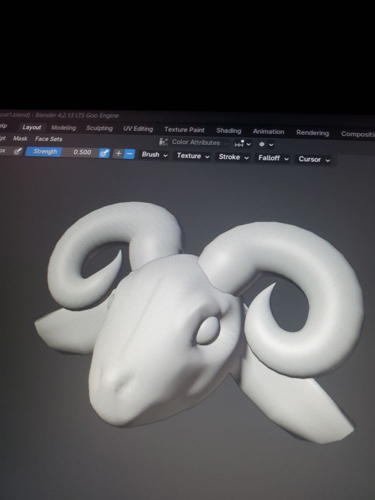 a blender sculpt of a goat's head