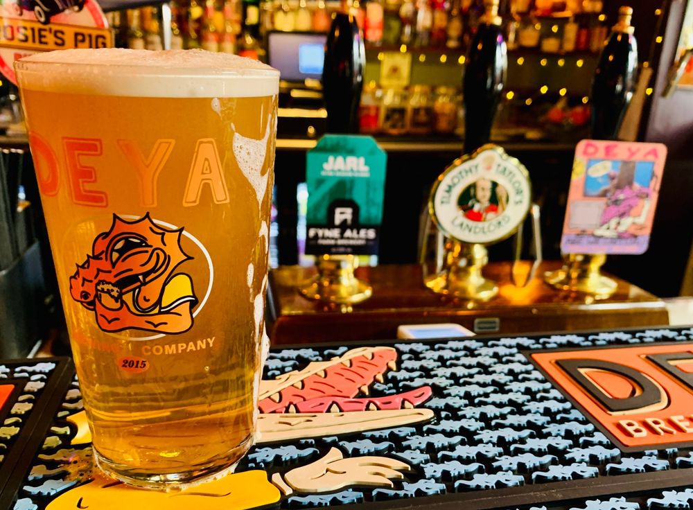 Pint of DEYA Brewery beer with handpumps, Firefly, Lowesmoor, Worcester