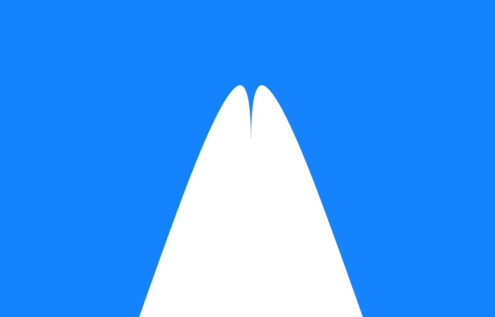 A zoomed in crop of the bluesky butterfly logomark where there’s an anchor point error causing a very tiny spike between where the lower half of the wings meet