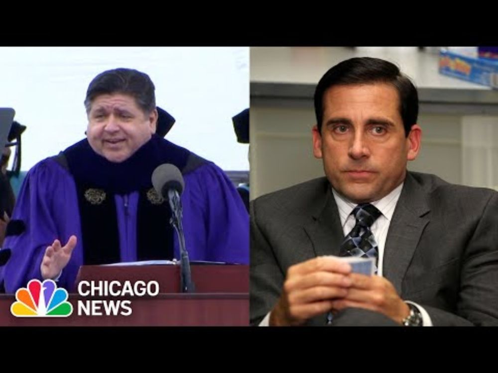Pritzker gives ‘Office'-themed graduation speech at Northwestern, with Steve Carell present