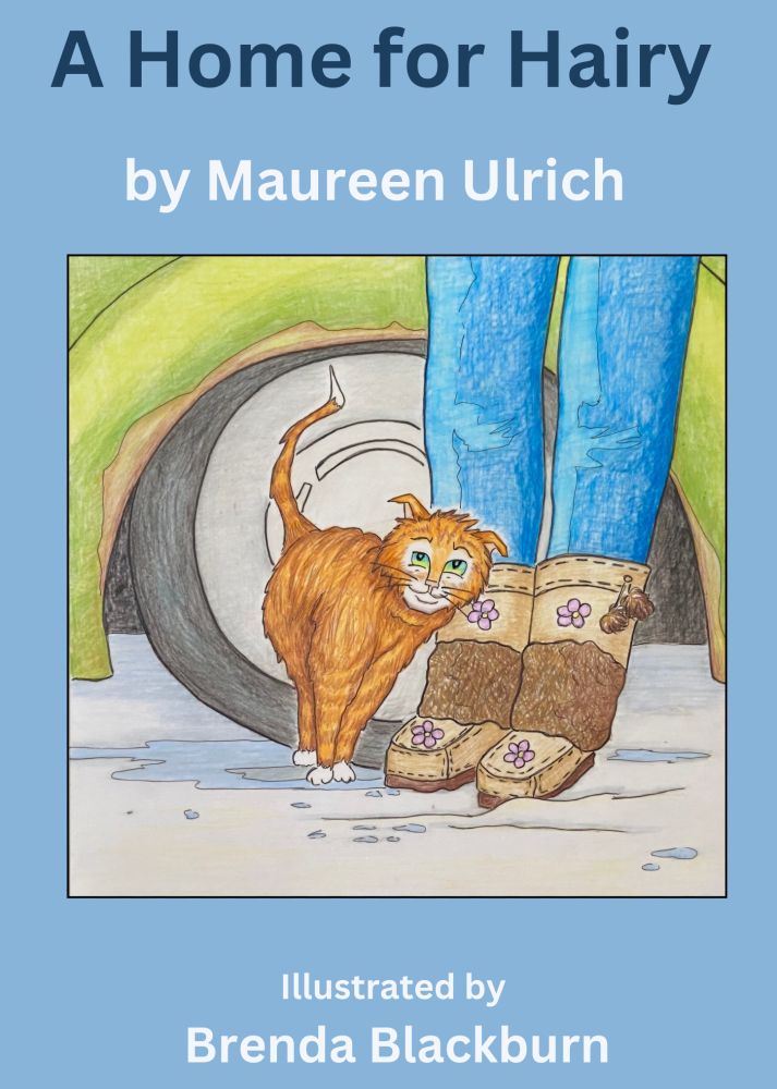 An image of a picture book cover with a cat next to a green car and a young woman's legs.