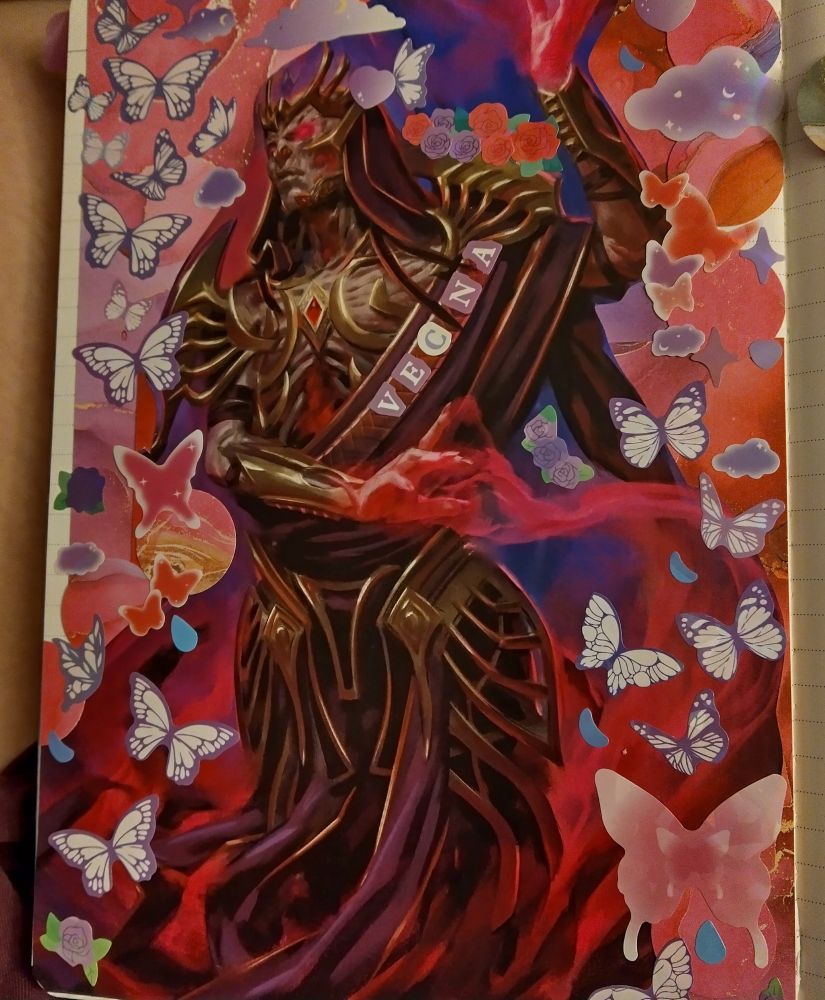Vecna, lich from dungeons and dragons, surrounded by cute butterflies and uwu goodness