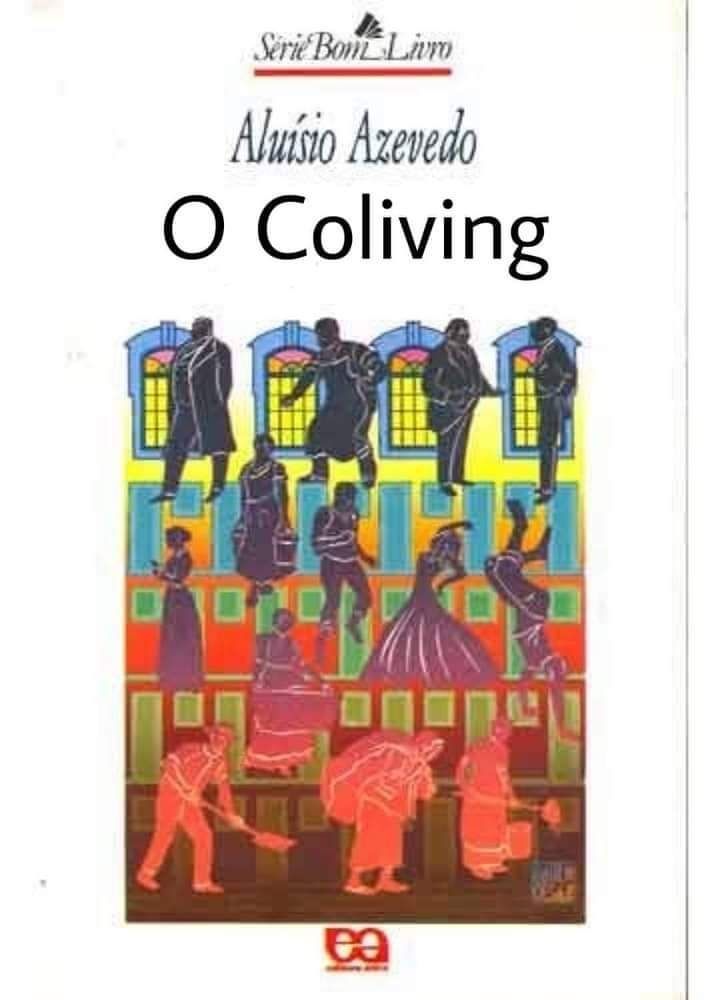 Capa do livro O Cortiço, de Aluísio Azevedo, com o título alterado para O coliving