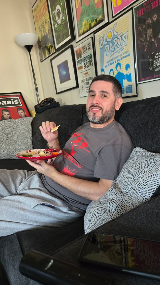 my cousin eating charcuterie 