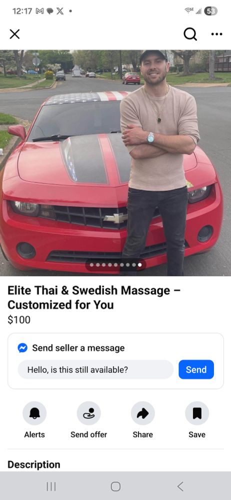 Sleazy Patriot standing in front of customized USA Camaro. Looks like he might have been a defendant in a college lacrosse scandal. Possible former youth pastor.