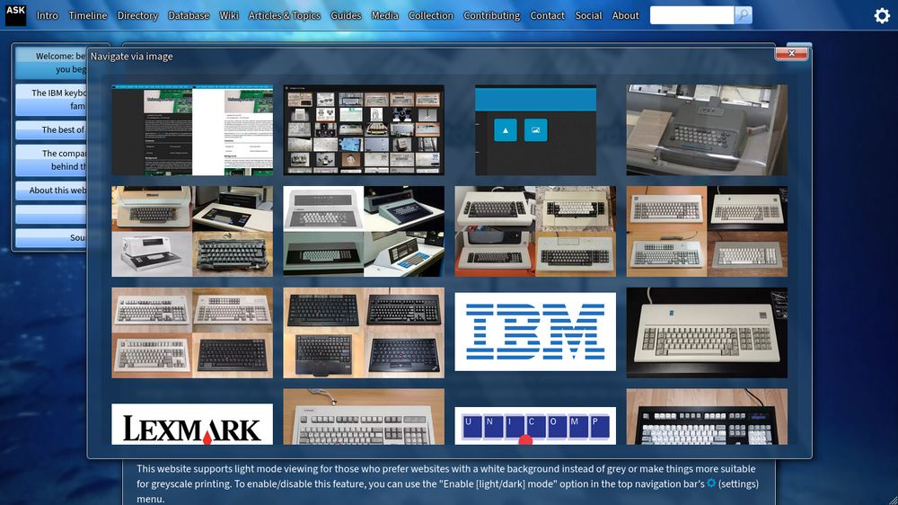 A screenshot of Admiral Shark's Keyboards' "navigate via image" feature with the future Aero theme applied