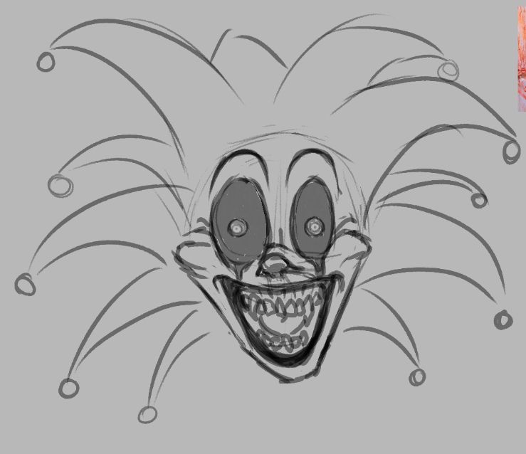 a more cleaned up face, the face resembles clown like makeup