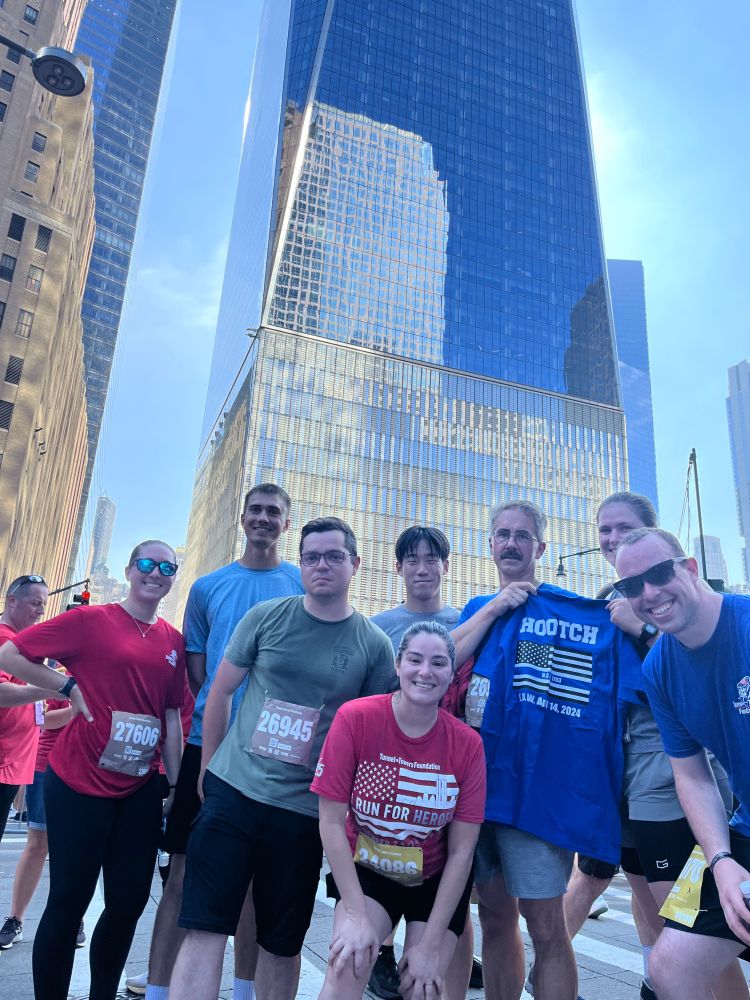 The DEC crew that ran the Tunnel to Towers 5K.  The group consisted of ECOs Barbera, Bayne, Ableson, Nolan, Chief of Staff Espinoza, Lt. Levanway, and ECOs Bieber and Goonan. 