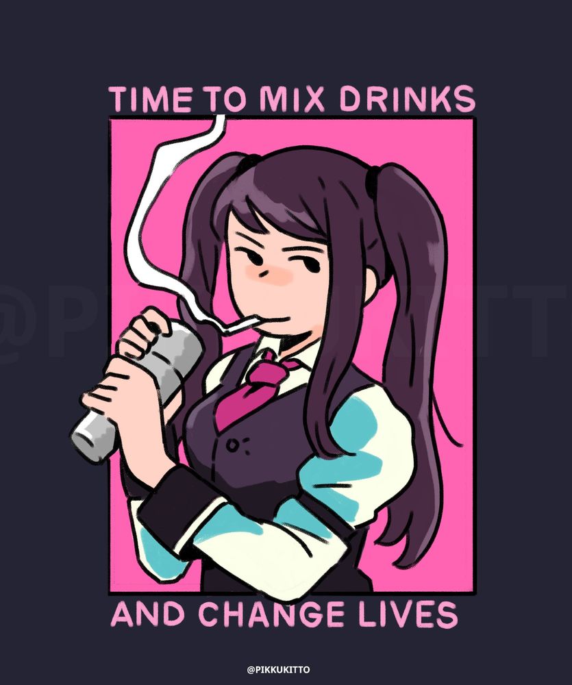 Jill, the heroine of VA-11 Hall-A shaking a cocktail