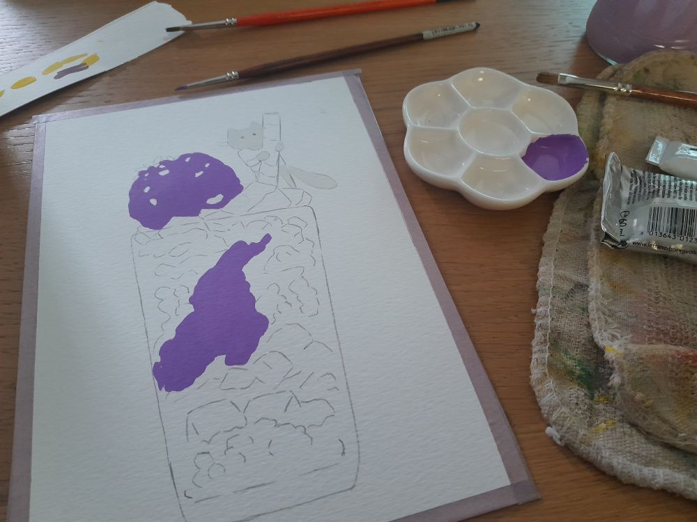 Very early WIP of a gouache painting