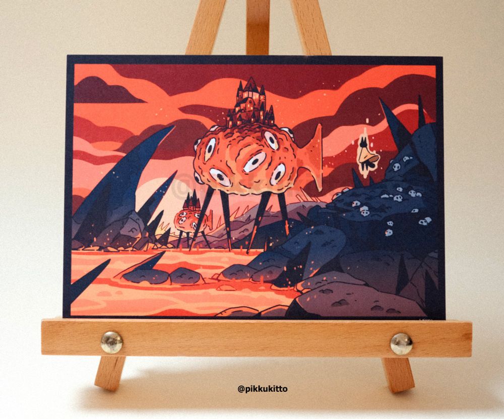 Illustration of a monster in lava walking