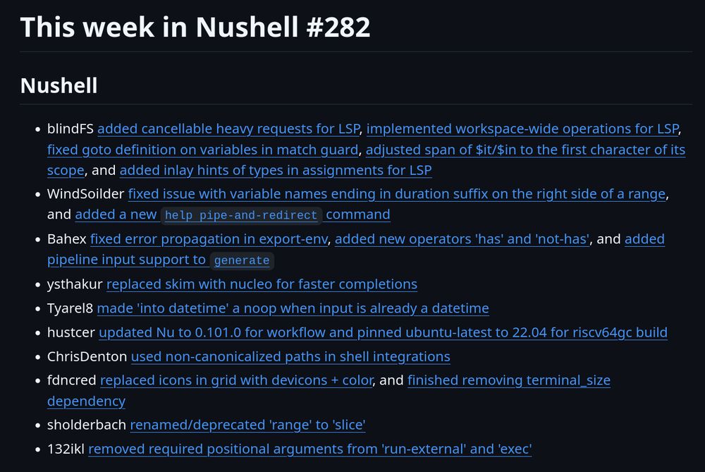 screenshot of linked changelog