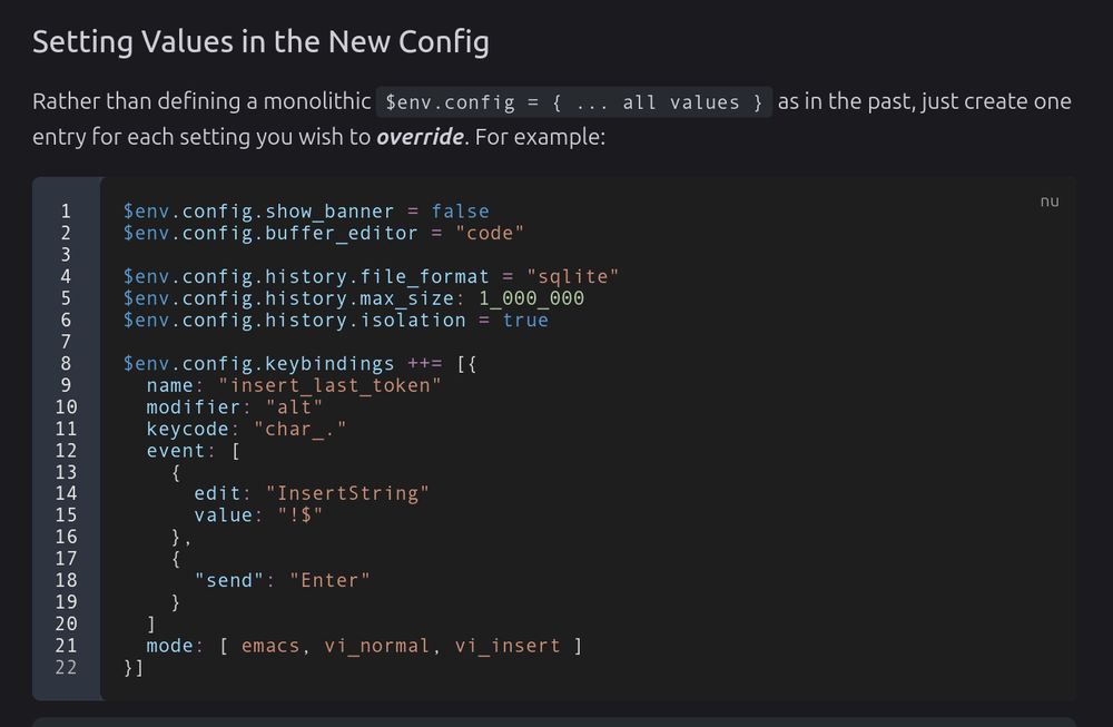 screenshot of new config format