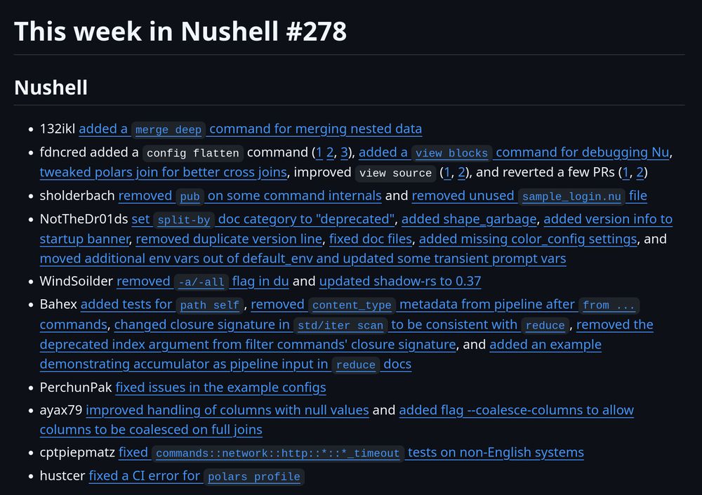 screenshot of linked changelog