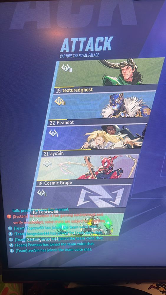 marvel rivals comp screen, tex is queued with 5 friends and is shown at silver 3
