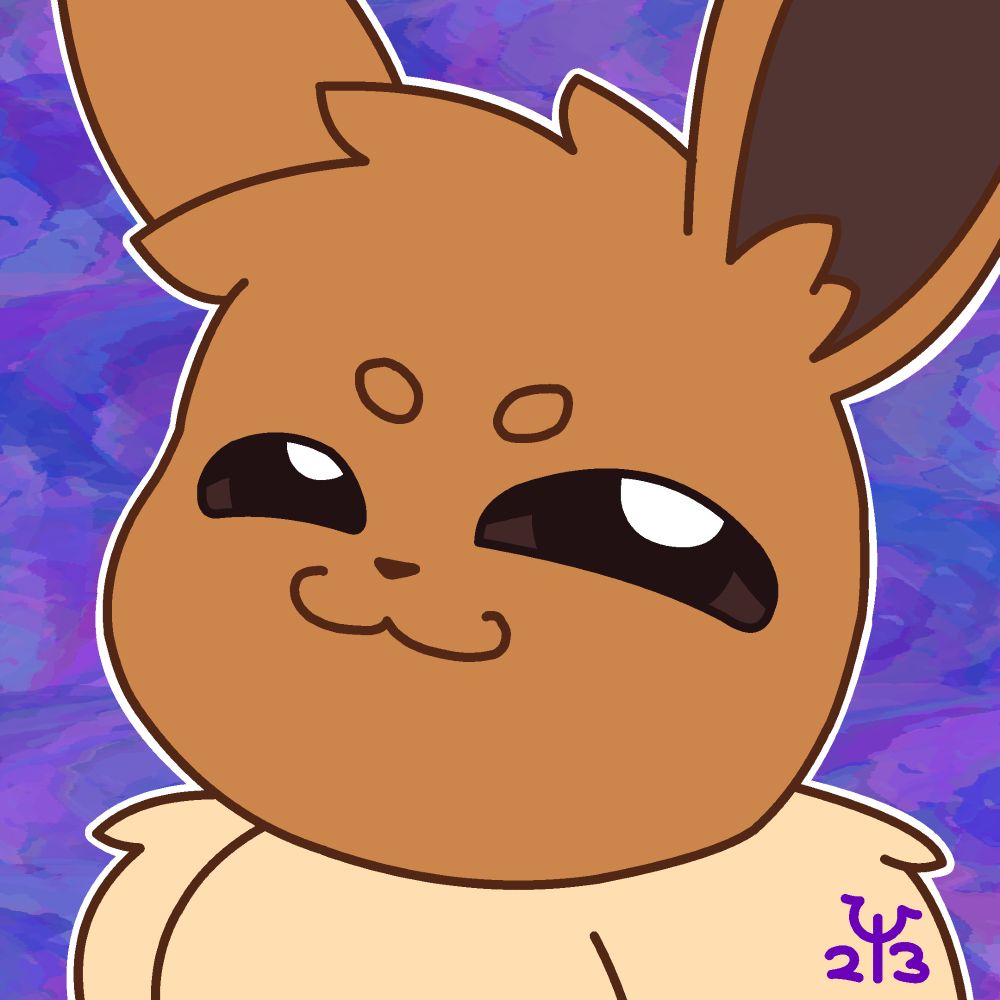 a headshot of a very smug eevee