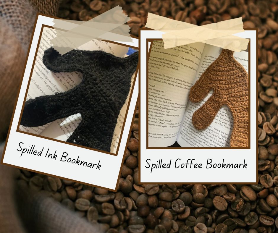 photos of the spilled ink and spilled coffee bookmarks