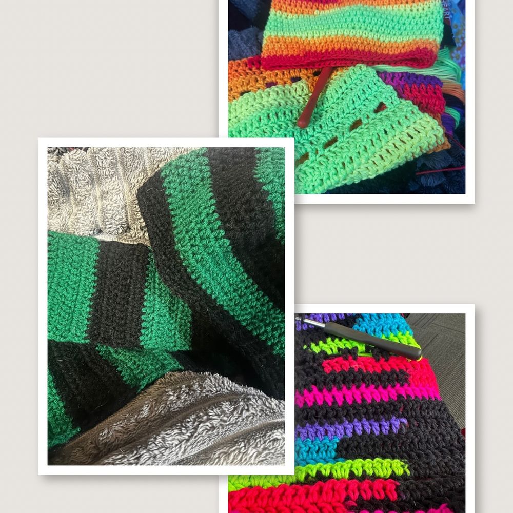 Brightly coloured hats and scarves 