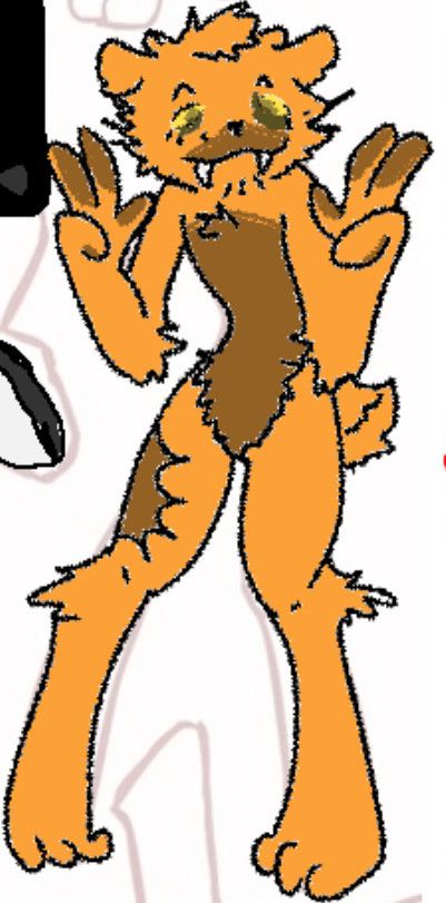 a drawing of a anthro orange creature resembling a tiger without the stripes 