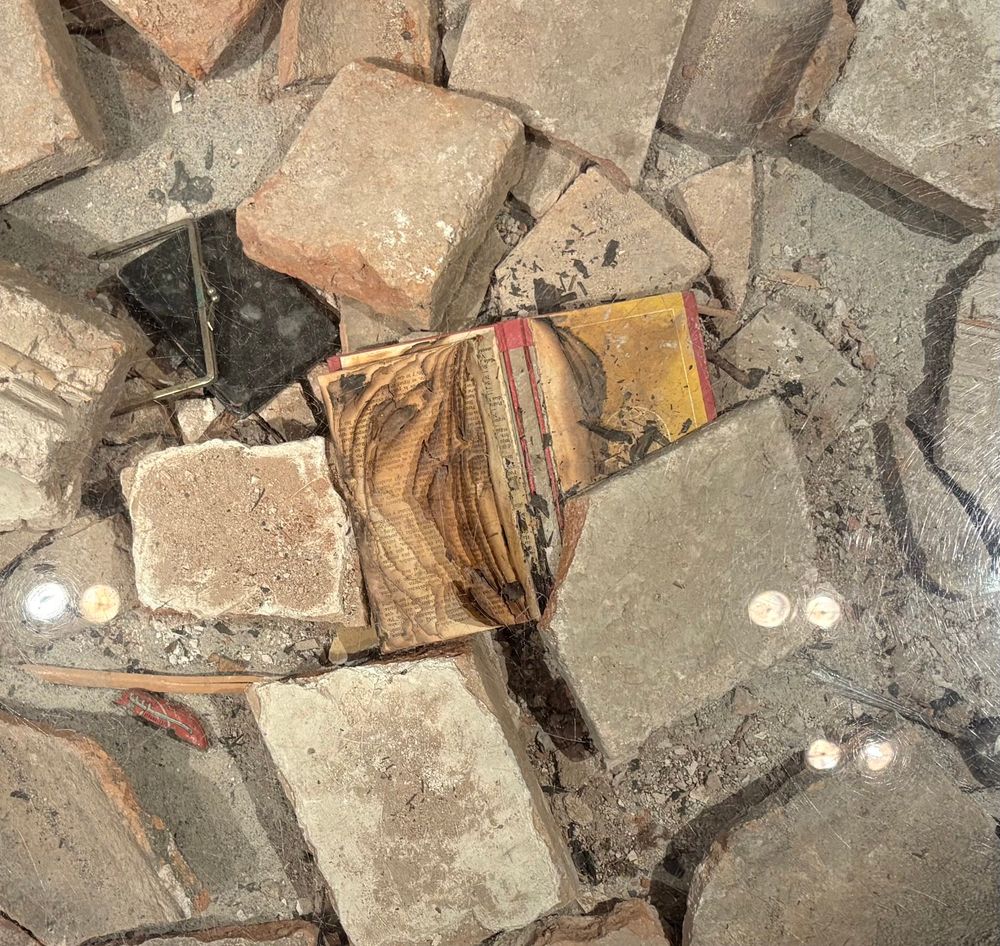 Charred book burned in the bombing of Gernika in April 1937. The book is on display in the town’s peace museum.