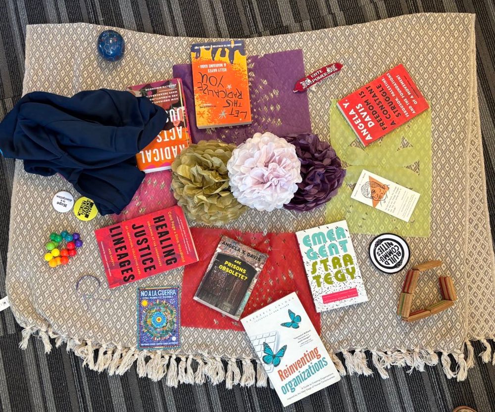 The center of our circle holds representations of our reasons for doing freedom work that range from personal to political. 