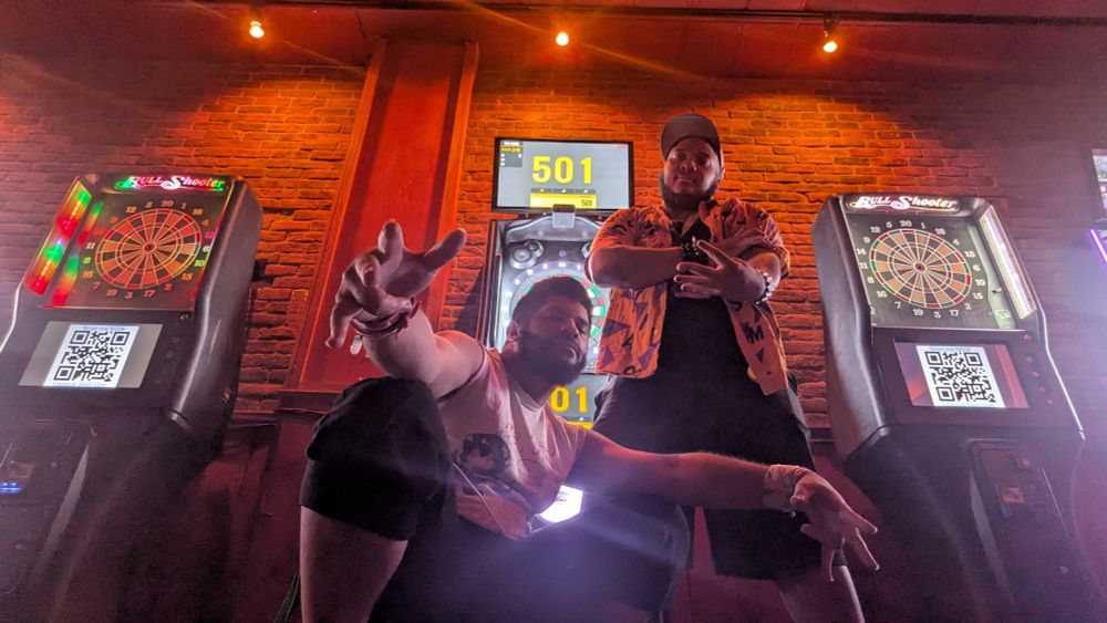 Maguma and Zyzx stanced up at the Dart Boards. The mix is coming