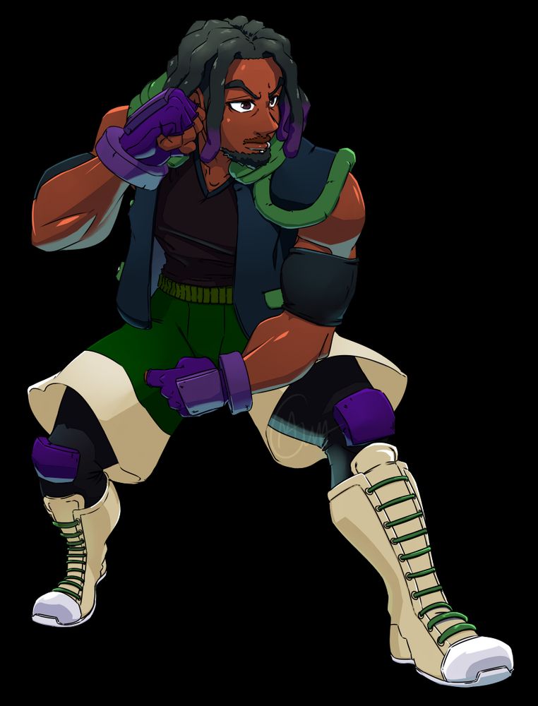 Woolie Madden portrayed in the GGST Character Portrait Style