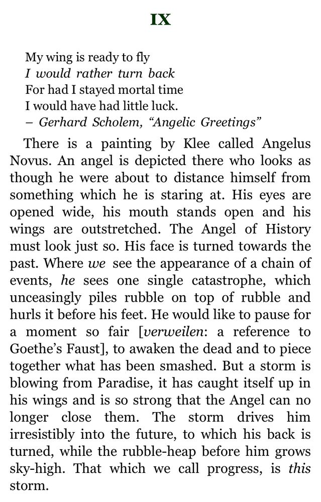 Walter Benjamin Theses on the Philosophy of History #9