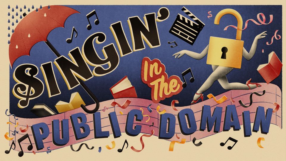 Singin' in the Public Domain event tile, featuring the Lockette, expressing open content.