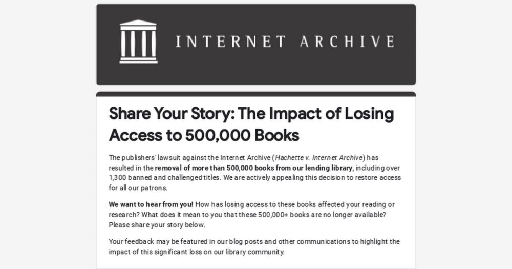 Share Your Story: The Impact of Losing Access to 500,000 Books